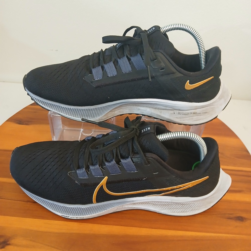 Nike Air Zoom Pegasus 38 Womens 10.5 Running Shoes Black Gold CW7358-004